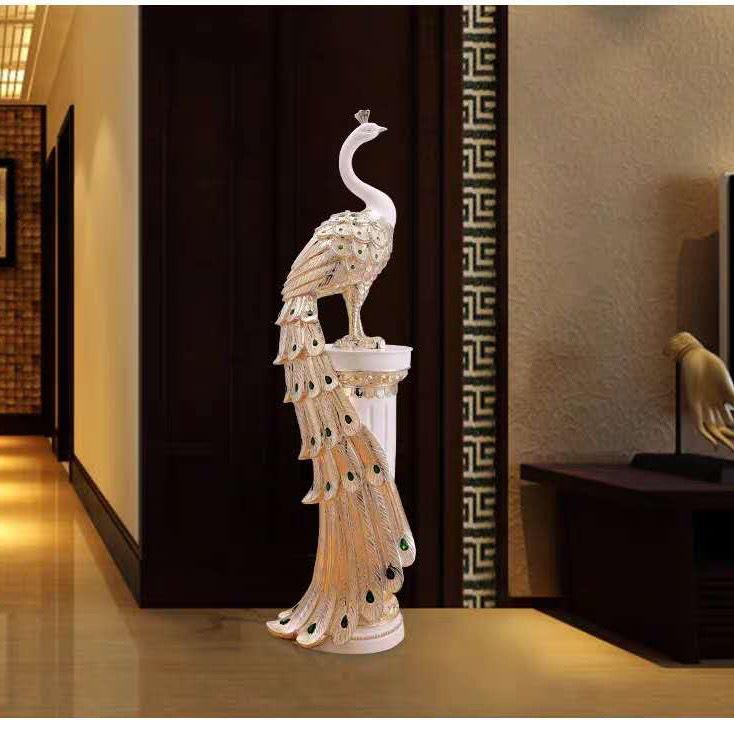 大号孔雀落地摆件家居客厅电视柜酒店会所装饰欧式工艺品礼品