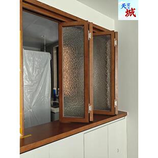 上下折叠窗推拉门窗实木玻璃外翻窗厨房门提拉窗法式门联窗木窗