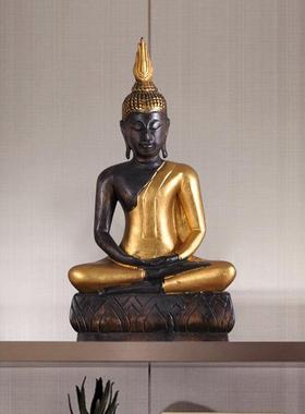 泰国工艺品泰式餐厅美容院实木木雕禅意佛像装饰品释迦牟尼摆件