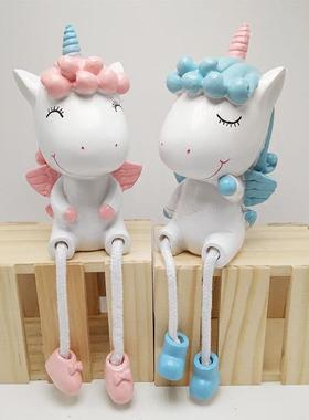 可爱新房创意田园玄关酒柜隔板情侣吊脚娃娃小摆件装饰树脂工艺品