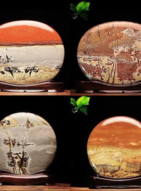 广西天然国画石草花石电视柜装饰摆件轻奢高档家用客厅2024新款