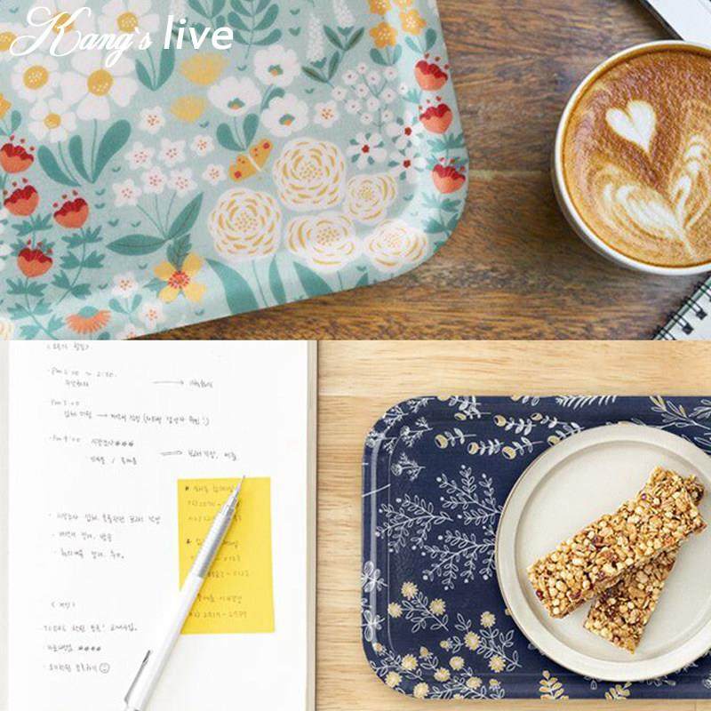 韩国原装进口ins风家用茶几放茶杯水杯托盘水果咖啡杯长方形碎花,餐饮具,餐用托盘,淘宝优惠券,粉丝福利购,淘宝优惠卷