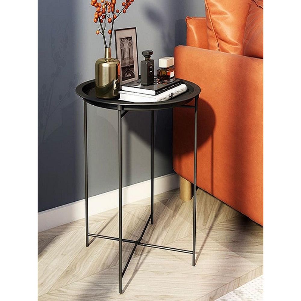 北欧小茶几沙发边几创意可折叠边桌简易床头小圆桌铁艺咖啡桌阳台