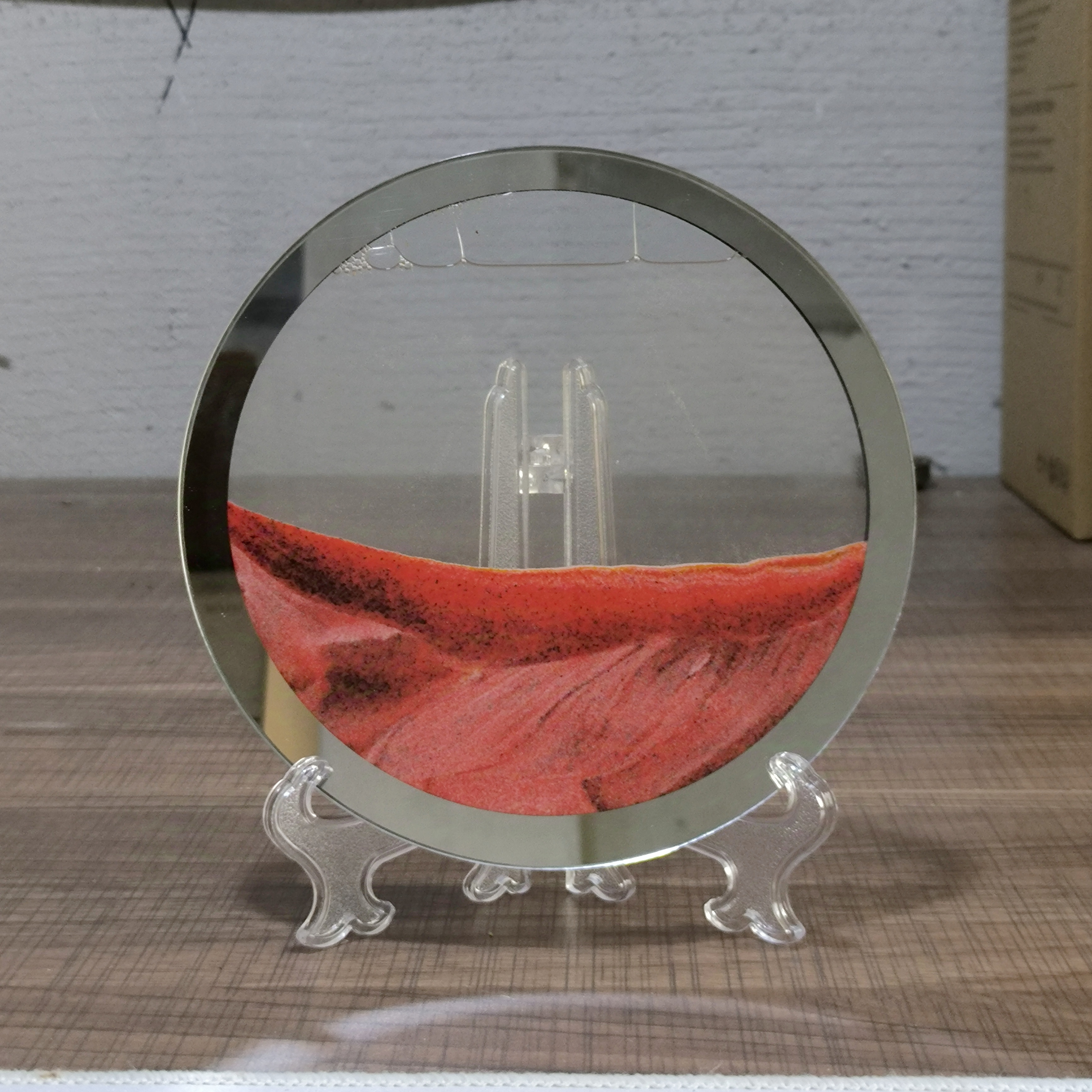 创意圆形液体沙漏流沙画玻璃工艺品3d动态艺术家居摆件