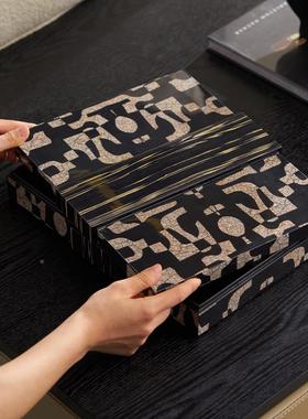 中古系风客厅茶几面暗夜列创桌意罗马文拼图托圆形托 盘卫生纸VRZ