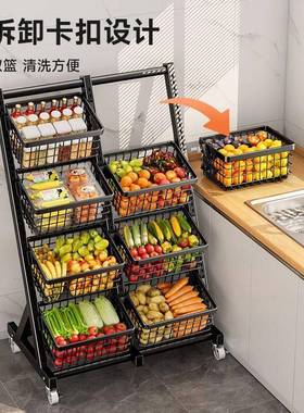 厨纳房置物蔬架地多层可移XVG动菜水果菜篮落子客厅商用零食收展