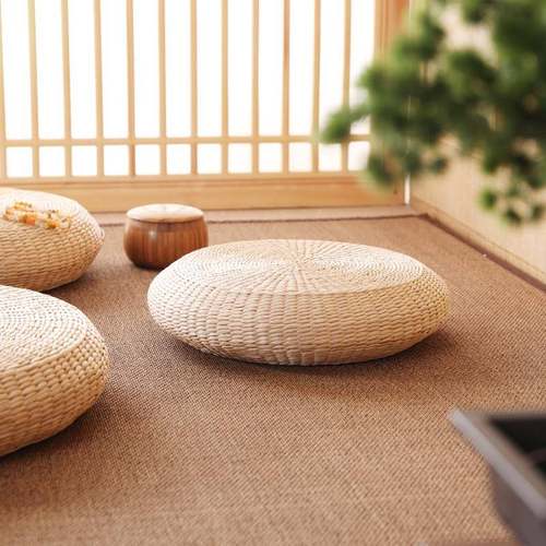 日式家蒲团坐垫客地板冥想冥圆坐垫想稻PLT草厅榻榻米海湾窗阳台