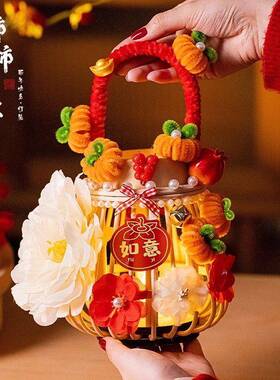 新RUU灯笼202马年年新款手工di藤y儿6童手提编花灯春节元宵装饰摆