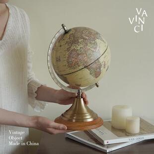 梵其进口古奢轻黄铜地球仪复大02礼号摆件书房老板办公室桌面高档