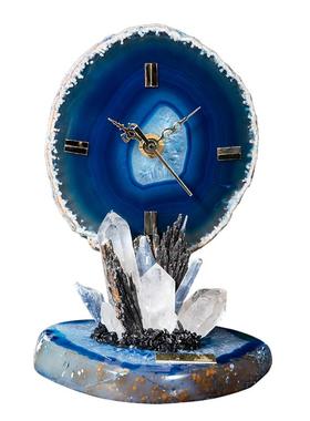 口天然水晶111115玛瑙座意创座钟艺术进礼品钟欧式摆件装饰品