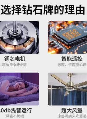 钻601石牌电大风力吊扇遥控饭厅客厅家舍用覆古业风扇商用工宿吊