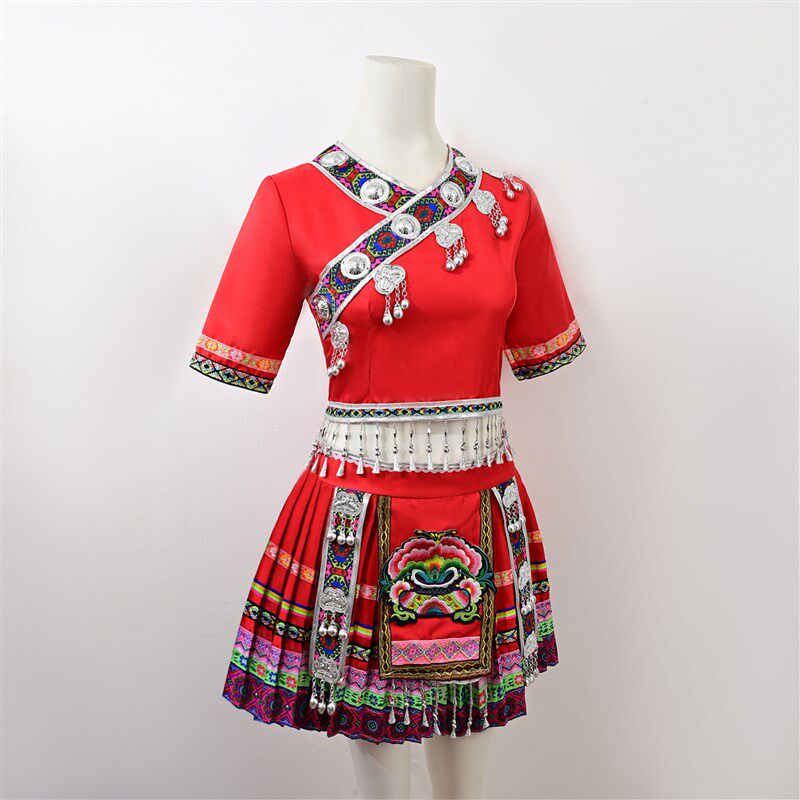 热销少数民族服装j儿童广西三月三壮族服装苗族彝族瑶侗族女童演
