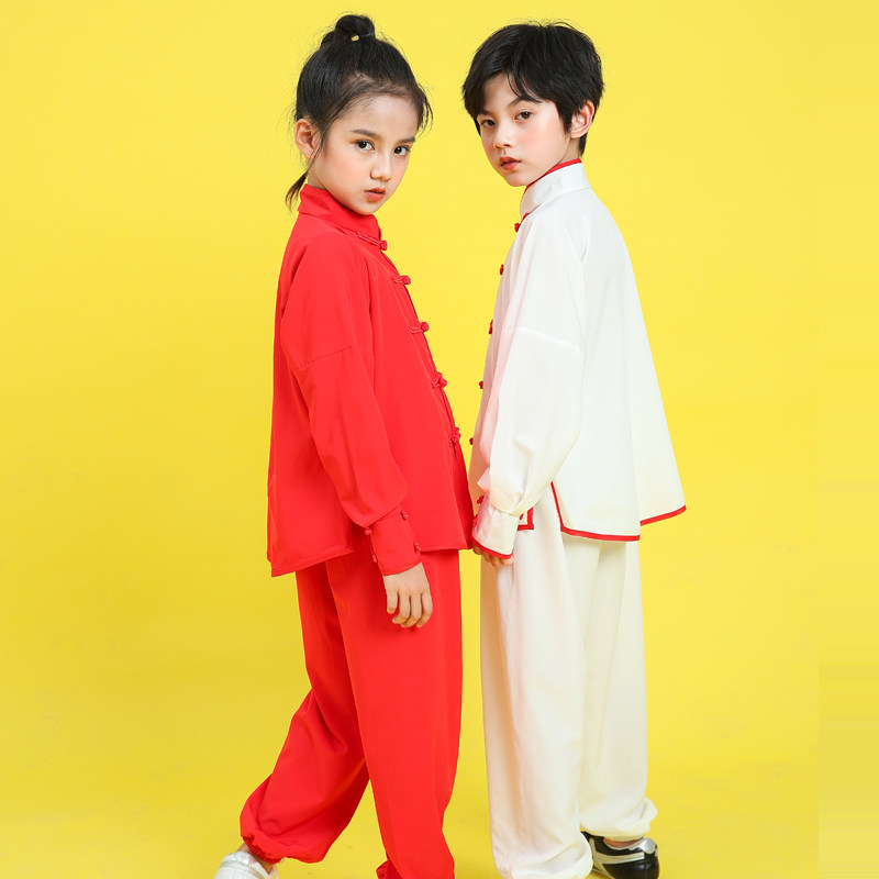 热销儿童武术服装表演服装男女功夫练武服L少儿长短袖训练服太极