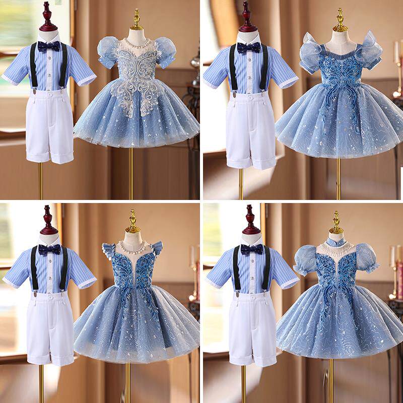 热销儿童合唱演j出服男女童礼服公主裙蓬蓬纱裙中小学生诗歌朗诵