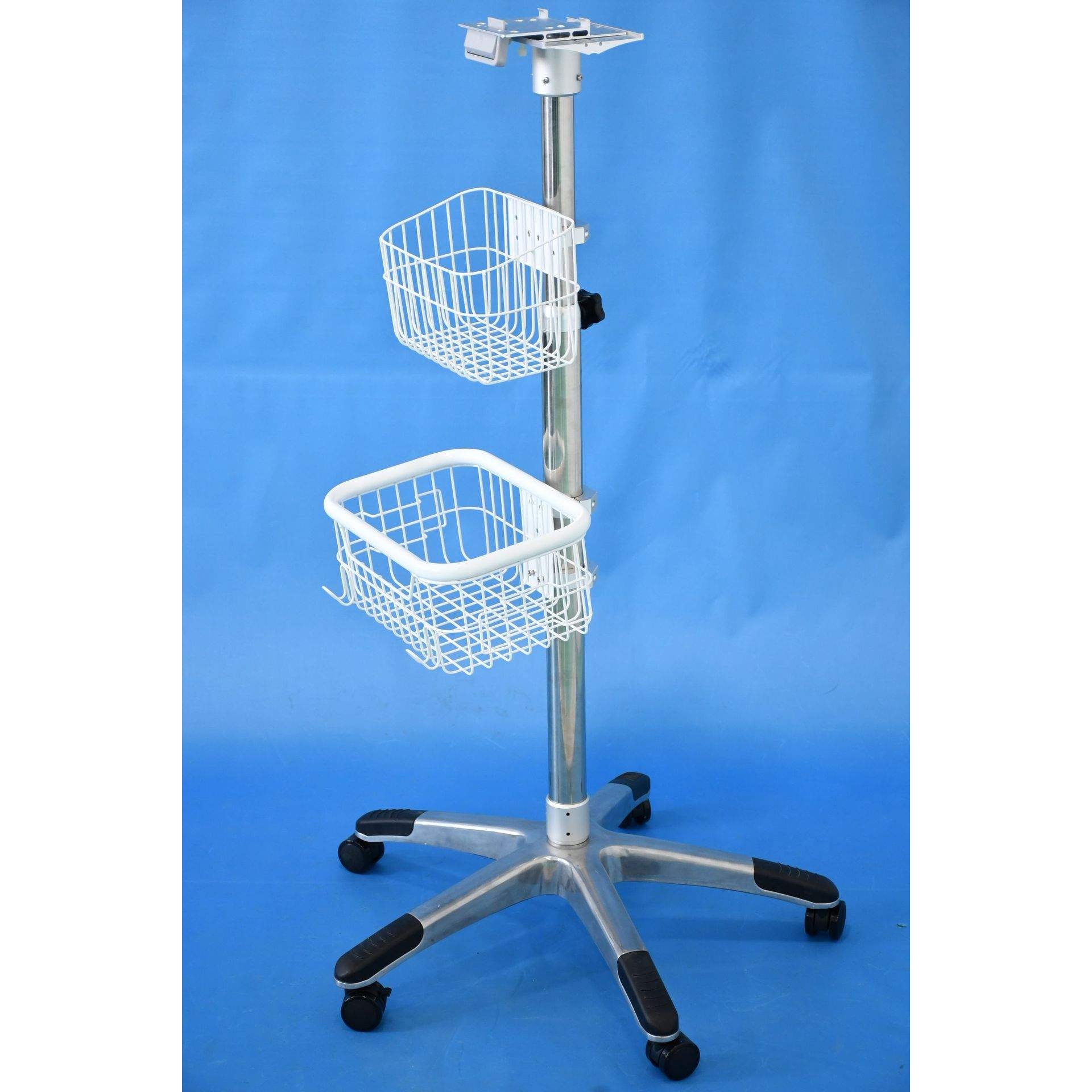 兼容监护仪IMEC UMEC 推车支架移动卡扣底板固定款不锈钢车杆