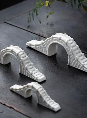 创意陶瓷石拱桥微景观鱼缸小桥流水石桥造景摆件枯山水沙盘装饰品