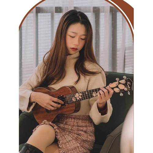 趣弹乐器Kai萨摩耶桃花芯单板初学可爱尤克里里23寸吉他儿童女男