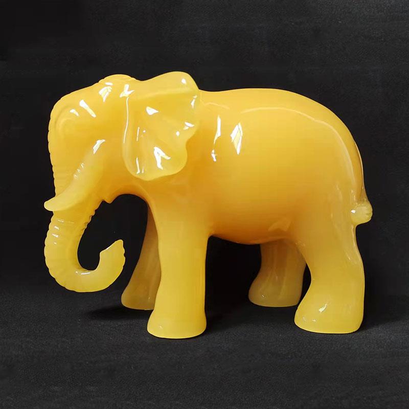 树脂彷黄玉白玉大象摆饰一对招财吸财小象摆设品家居新房乔迁礼品
