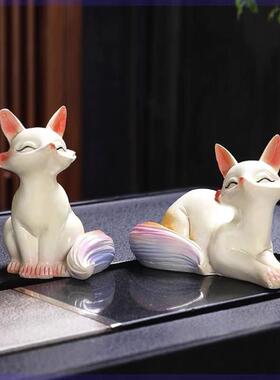 九尾狐狸多肉花盆景装饰摆饰户外防水防晒造景装饰白色猴尾柱尾巴