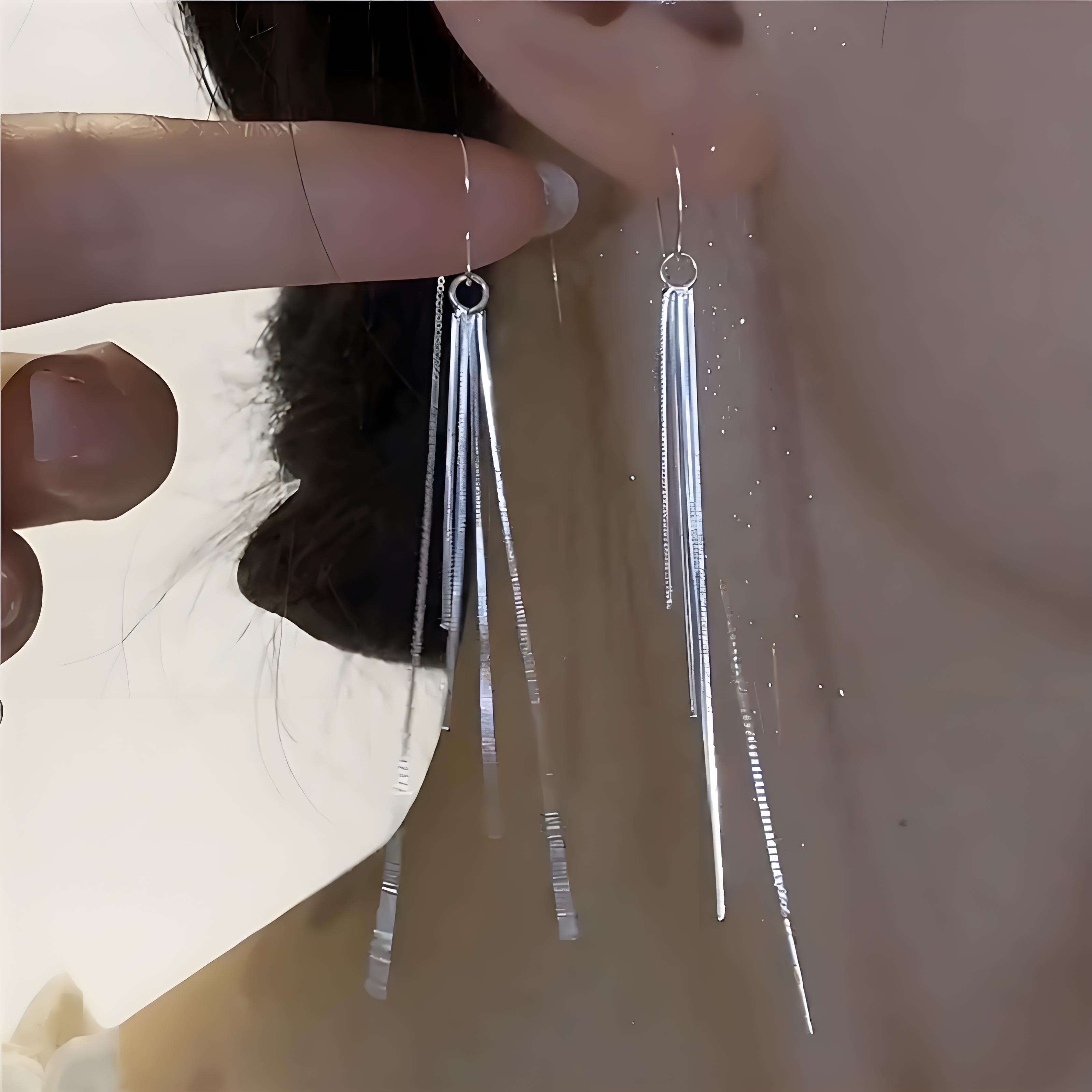 银耳环9999纯银女长款