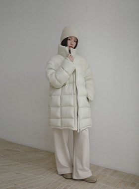 EVERTRUE 90%白鸭绒立领长款羽绒服女冬季新款韩版保暖外套61866