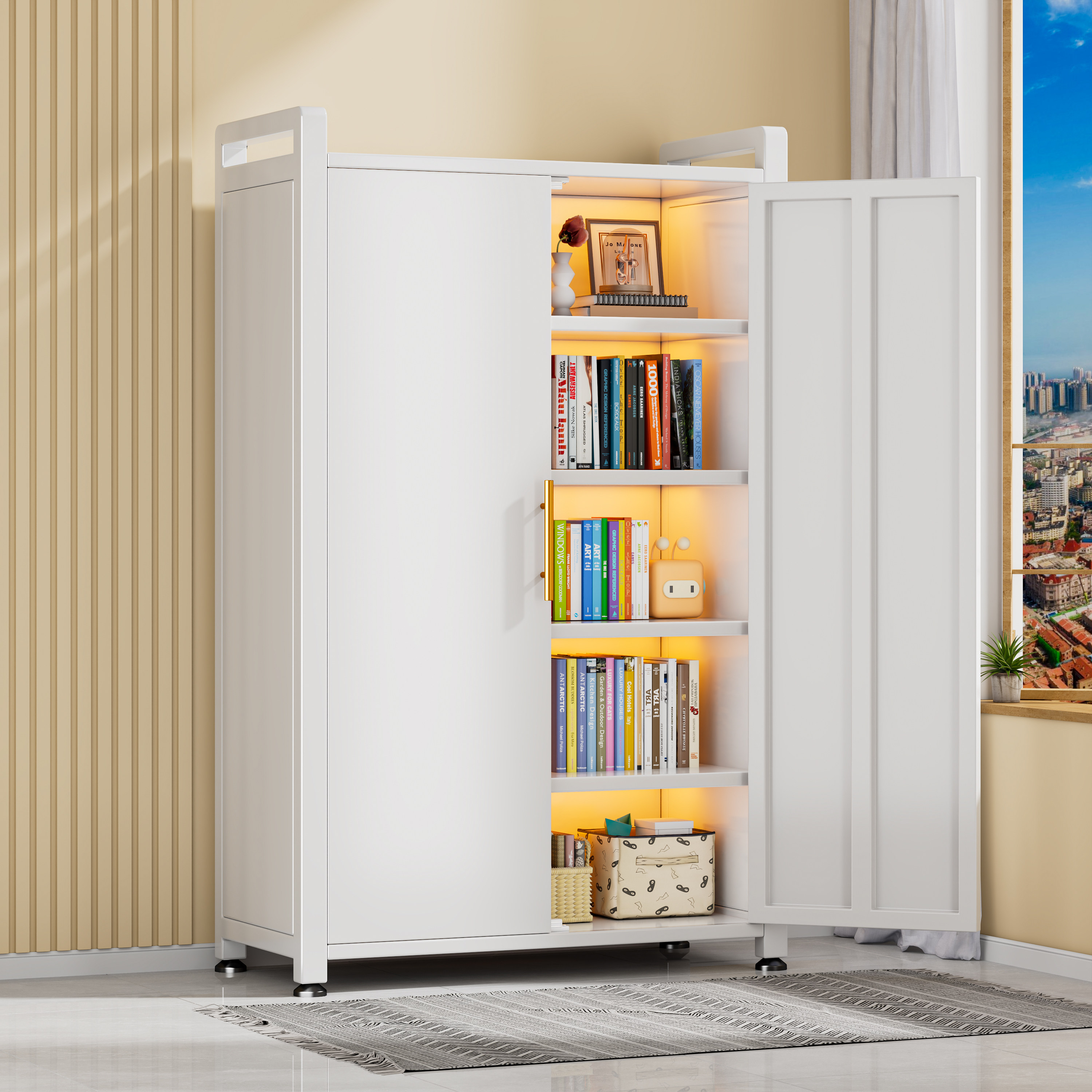 钢制书柜落地置物架家用组合储物柜儿童书防尘展示柜现代简约柜子,住宅家具,单个书柜,淘宝优惠券,粉丝福利购,淘宝优惠卷