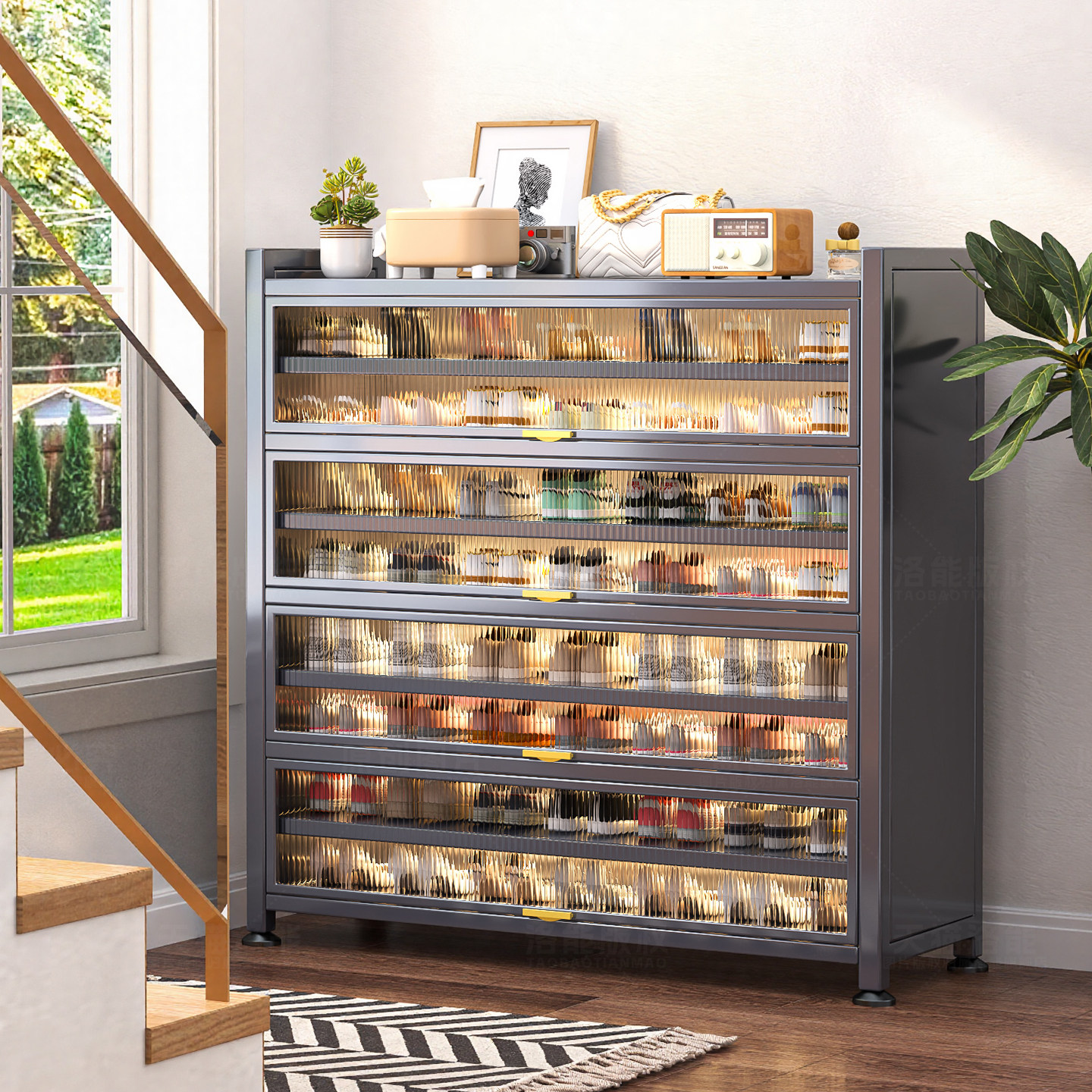 收纳柜子置物柜家用门口鞋柜入户防尘门外走廊用置物柜多层大容量,收纳整理,鞋柜,淘宝优惠券,粉丝福利购,淘宝优惠卷