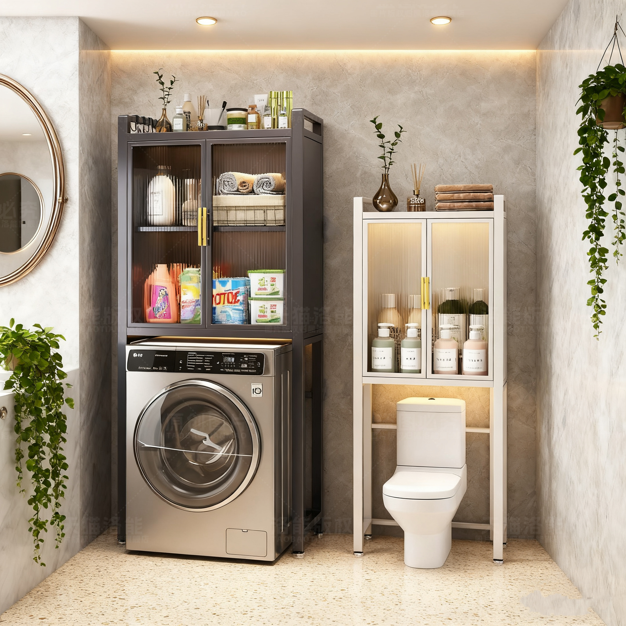 【卫生间置物架】洗衣机马桶柜子