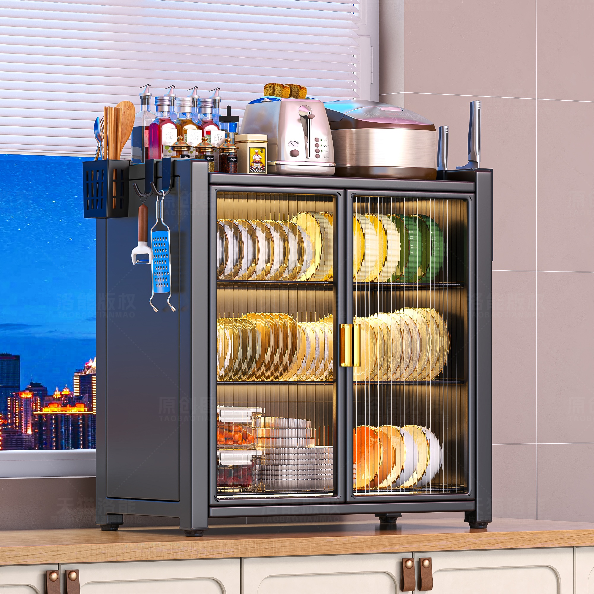 厨房碗碟收纳架调料品台面置物架