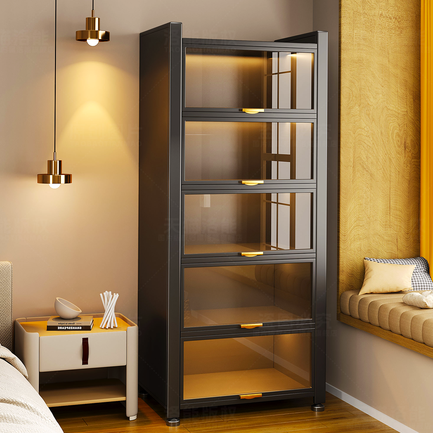 【加厚碳钢3C玻璃】家用收纳柜