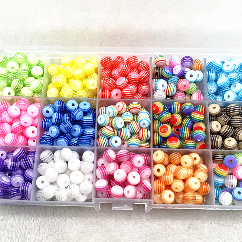 6mm 8mm Round Transparency Resin Beads Stripe Spacer Beads f