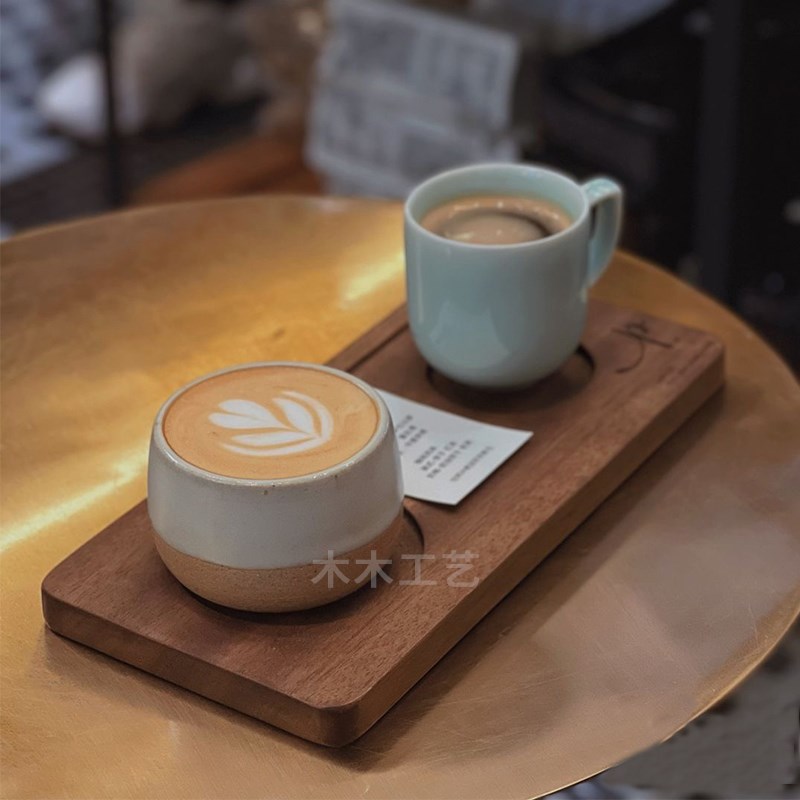 3孔2孔咖啡试饮杯托盘咖啡厅实木手冲杯垫出餐托盘分享壶专用杯托