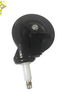 新兴脚轮 电泳轻型4寸插杆PVC大餐车轮边刹 全黑万向脚轮带刹