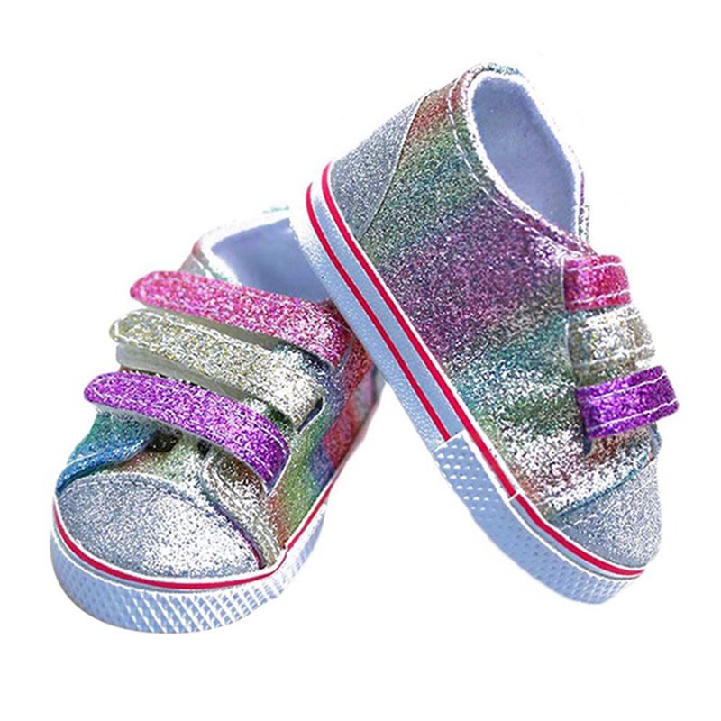 7Cm Doll Clothes Doll Shoes Sequin Canvas Shoes For 18 Inch