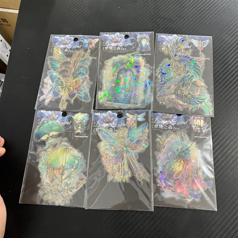 梦境之森系列冰晶镭射烫pet手账贴纸到手6包 z727
