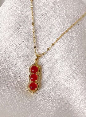 极速Titanium steel do not fade allergy jequirity necklace
