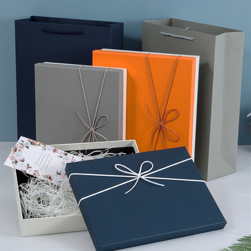 教师节礼盒空盒礼物盒精美生日简约蓝色包装盒装围巾衣服大号礼品