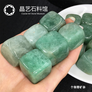 天然草莓晶方块鱼缸石绿草莓晶能量石摆件旺人缘桃花绿色水晶原石