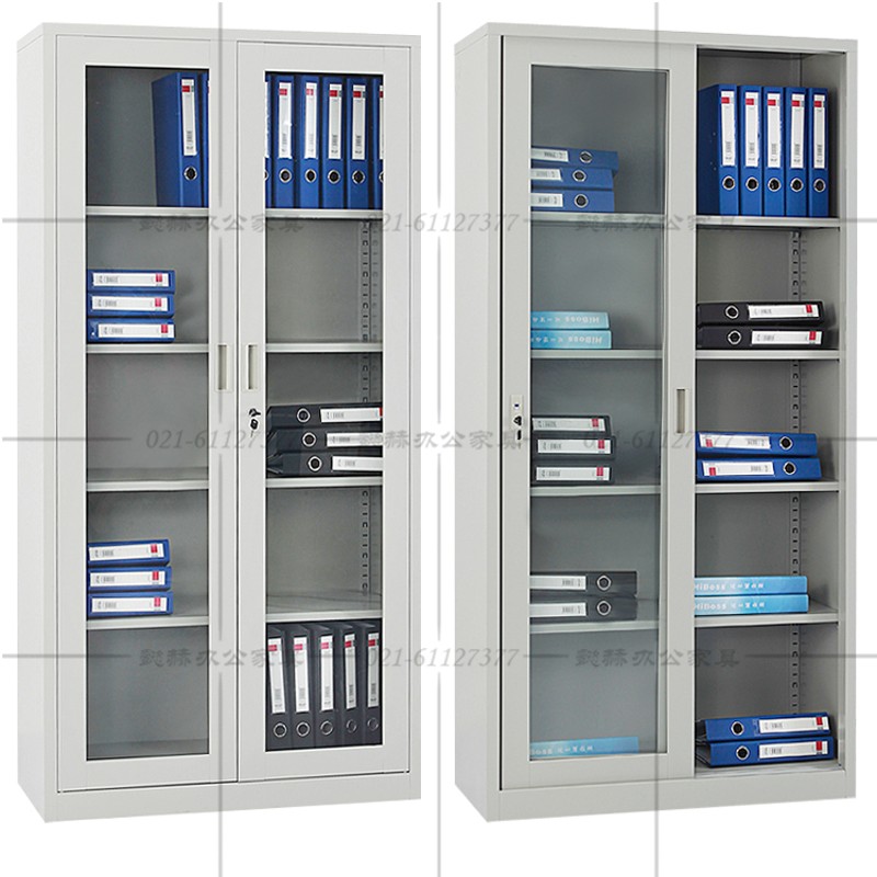 偏三斗内保文件柜办公室财务凭证储物资料档案玻璃门书柜抽屉带锁