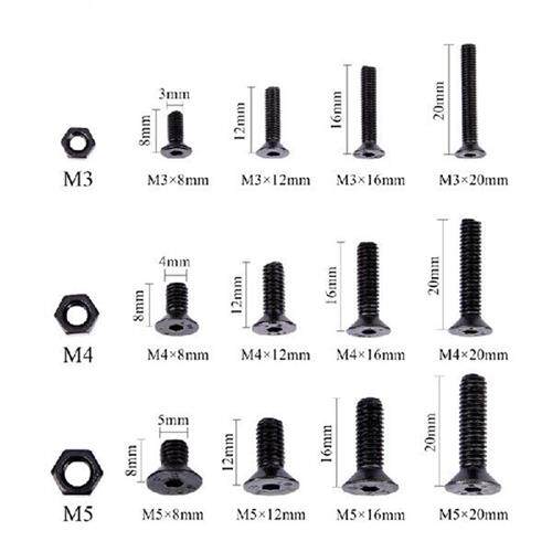 460Pcs M3 M4 M5 Alloy Steel Countersunk Flat Head Hex