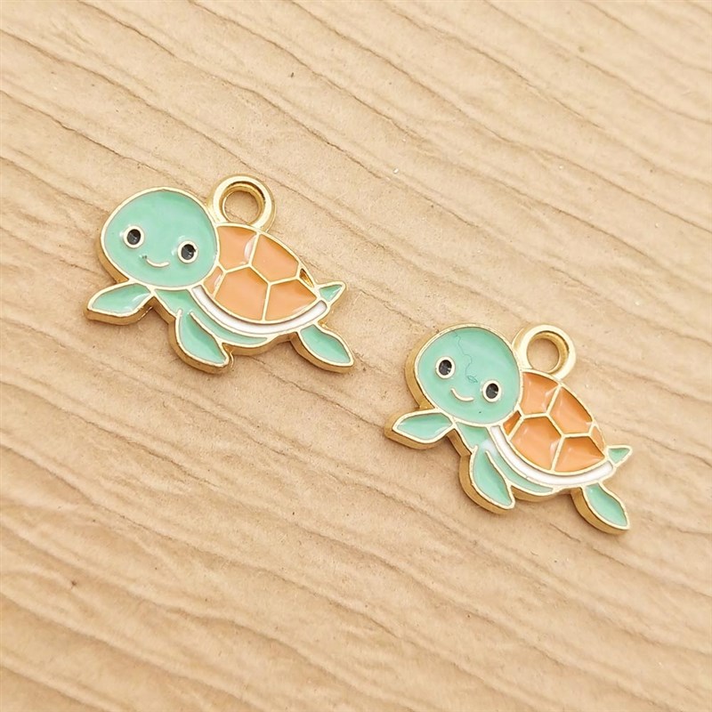 10pcs Enamel Sea Turtle Charm for Jewelry Making Supplies Bu