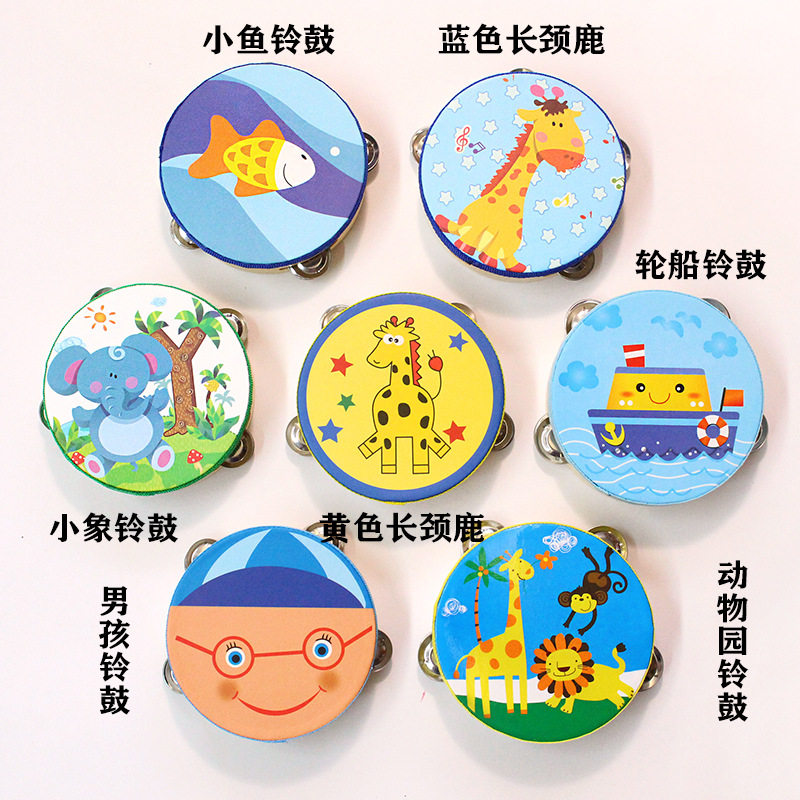 极速木制卡通儿童乐器手铃鼓幼儿园早教音乐舞蹈道具手拍鼓拍拍鼓
