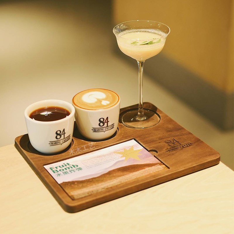 定制咖啡试饮托盘一豆三喝木托盘3杯饮品杯托套餐拿铁coffee杯架