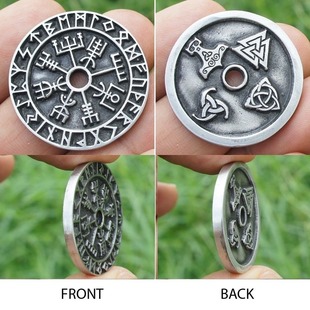 Rune Compass Pendant Mens High Viking Necklace Quali Vintage
