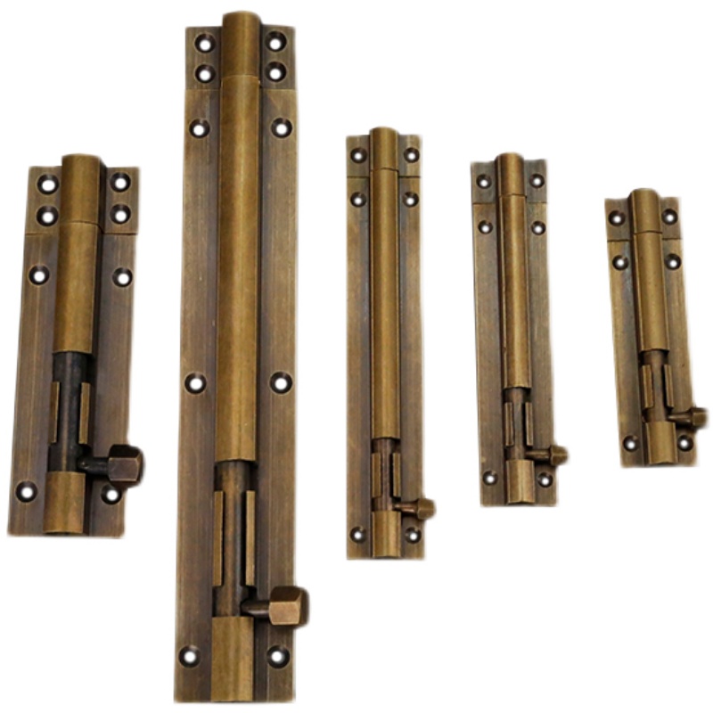 纯铜插销门栓门扣锁木门窗户老式门插销防盗小插销锁加厚明装门闩