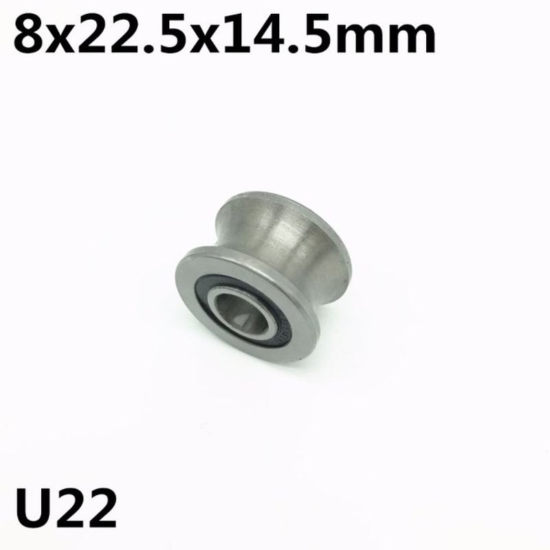 2pcs U22 8x22.5x14.5x13.5 mm U Groove Ball Bearing Guide Tra