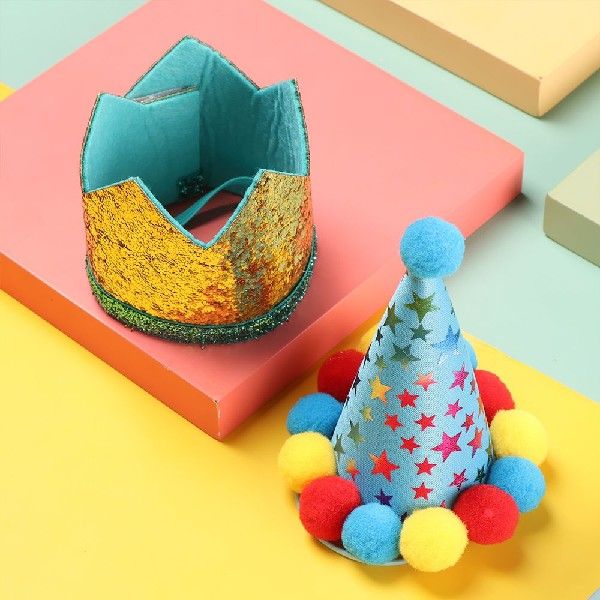 1PC Cute Pet Dogs Birthday Caps Bibs Adjustable Sequin
