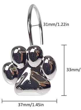 12Pcs Set Cat Footprint Decorative Shower Curtain Hooks