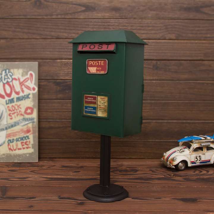 欧璟美 铁皮邮筒信箱摆件 存钱存钱筒 咖啡厅软装家居摄影工艺礼