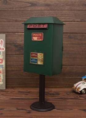 欧璟美 铁皮邮筒信箱摆件 存钱存钱筒 咖啡厅软装家居摄影工艺礼